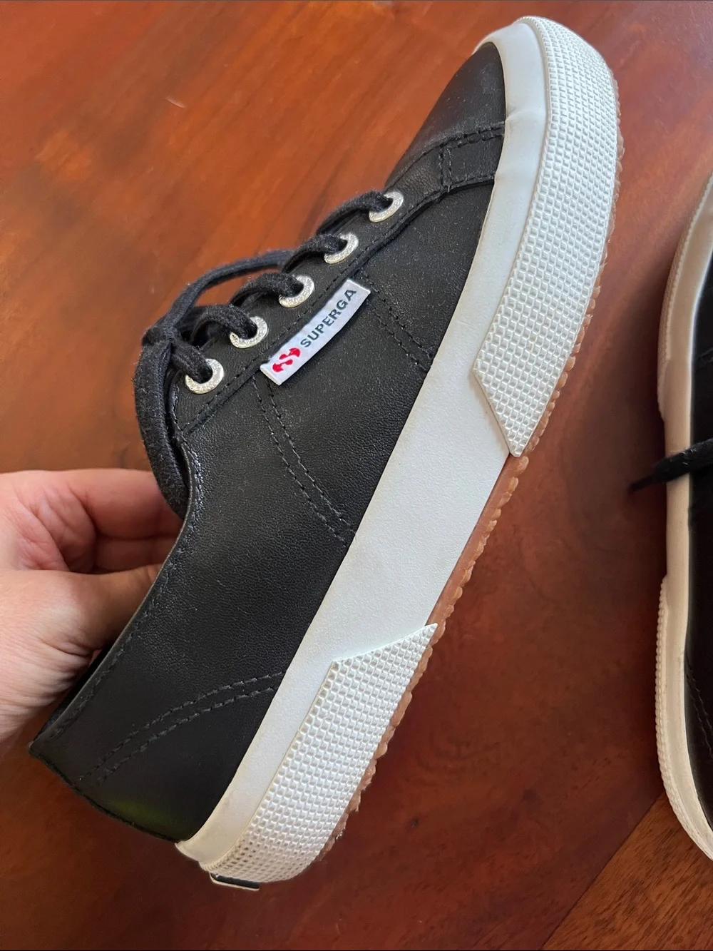Superga black leather